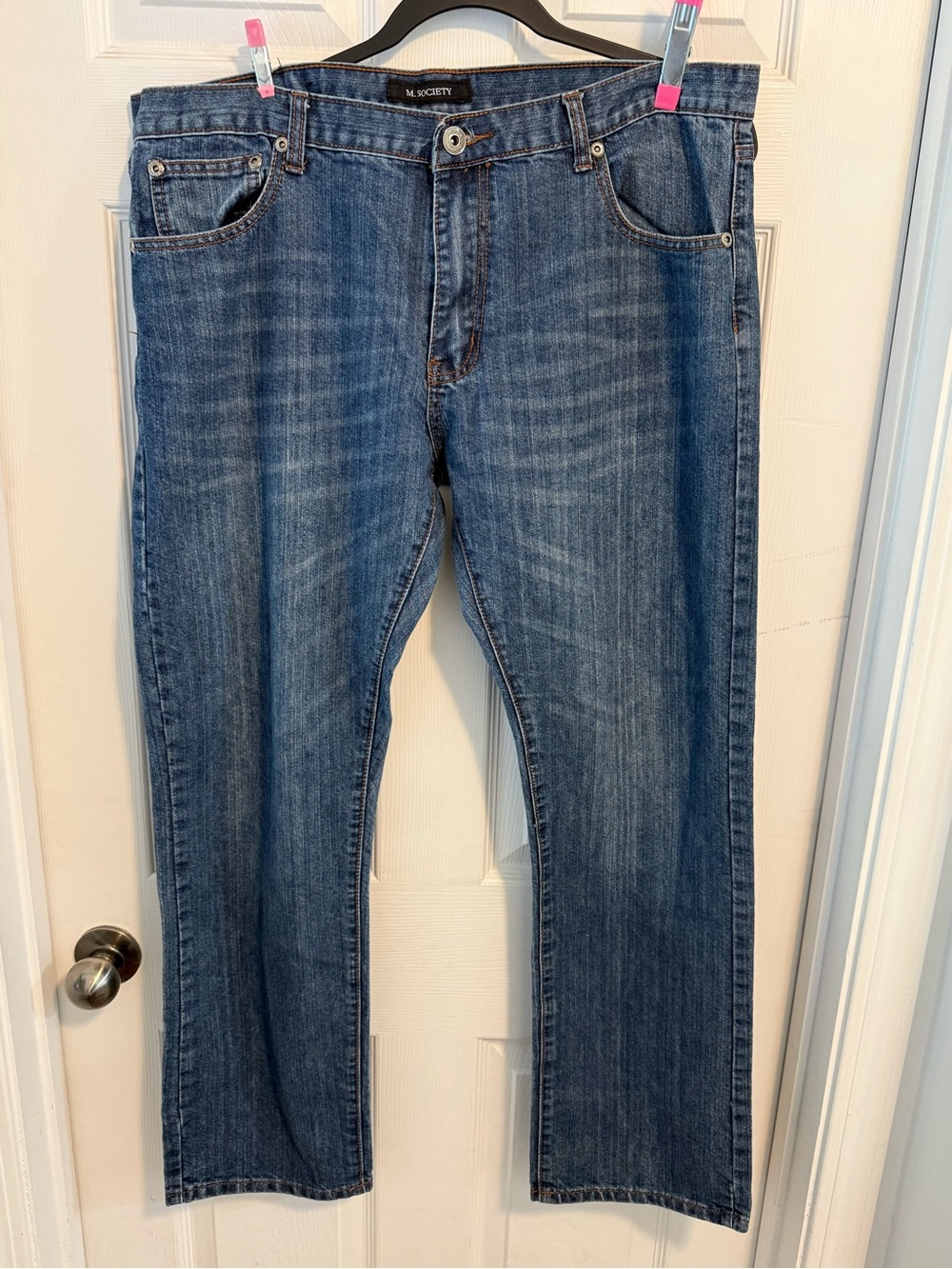 Society Men's Straight Jeans in Medium Blue Wash
